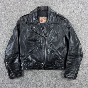 Vintage Sears Leather Shop Biker Jacket Women's 12 Black Leather Harley Davidson